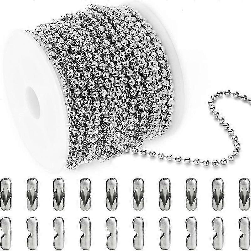 33ft Stainless Steel Pull Chain With 20 Clasp Connectors Rustproof Beaded Chain For Various Uses