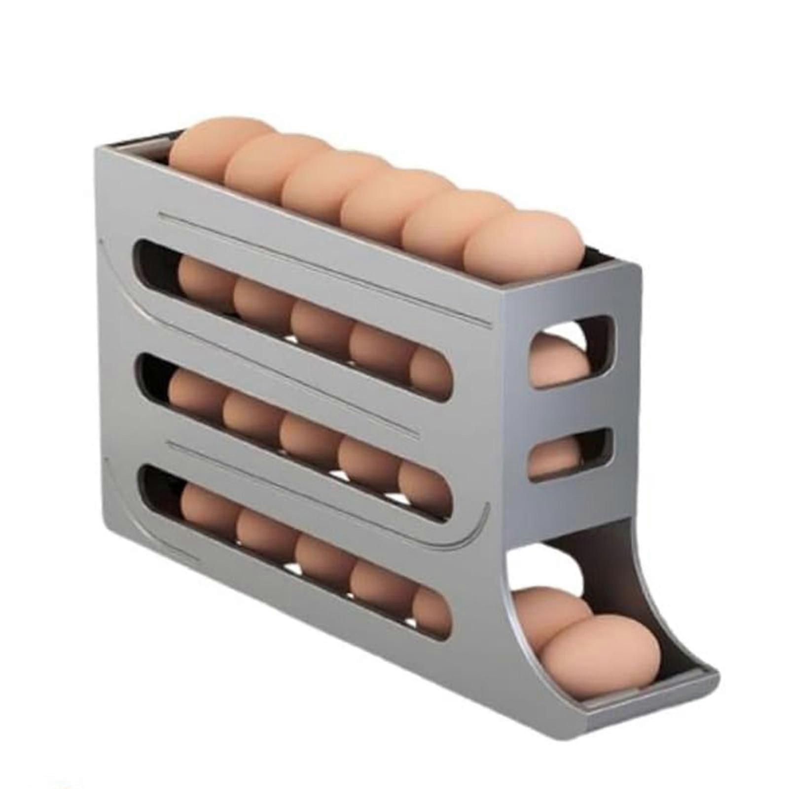 4 Tiers Egg Holder for Fridge, Egg Holder for Refrigerator, Eggs Dispenser, Auto Rolling Egg Tray Storage, Egg Roller