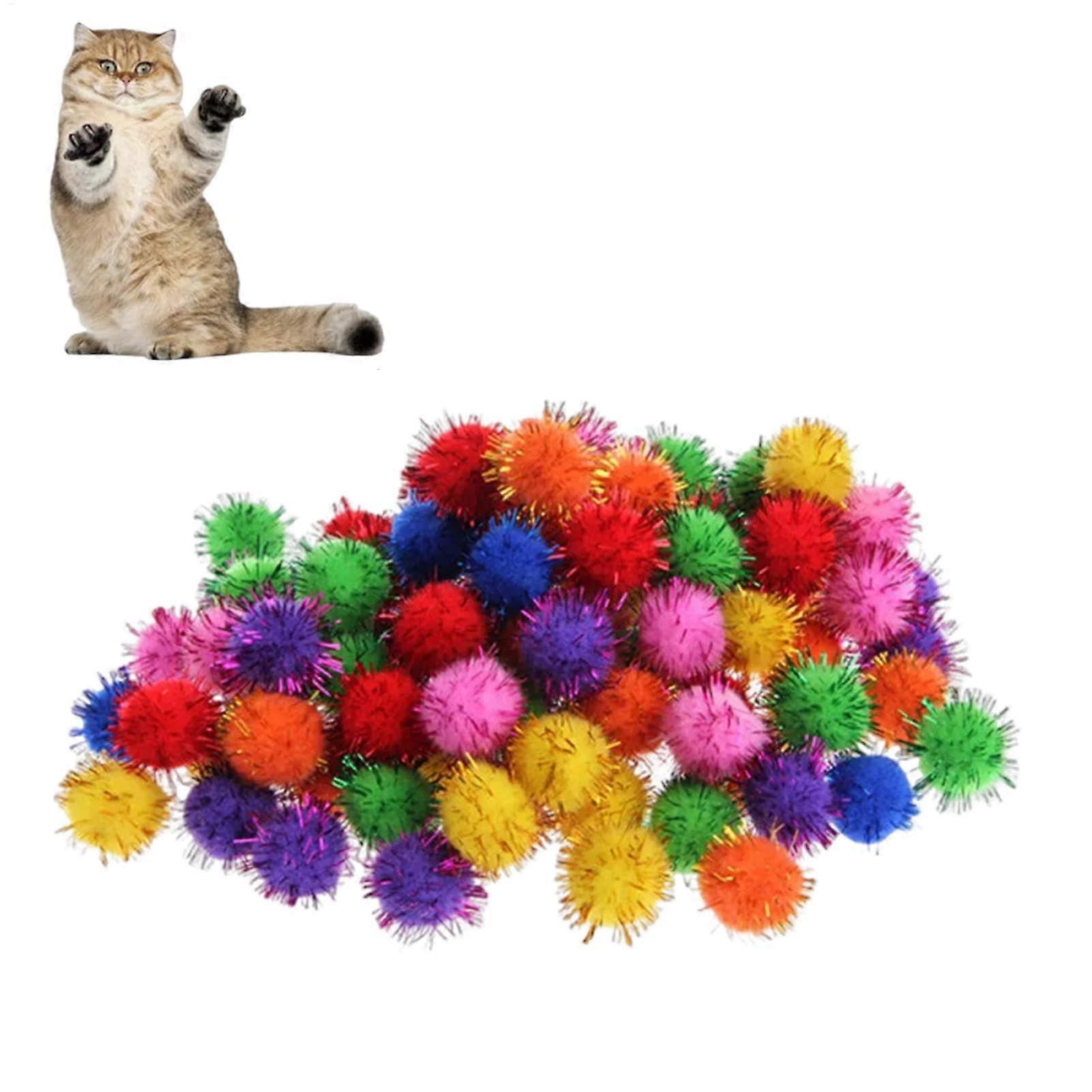 100 Pieces Coloured Pom Poms for Crafts - Assorted Glitter Craft Balls, Decorative Material for Handmade Art Projects