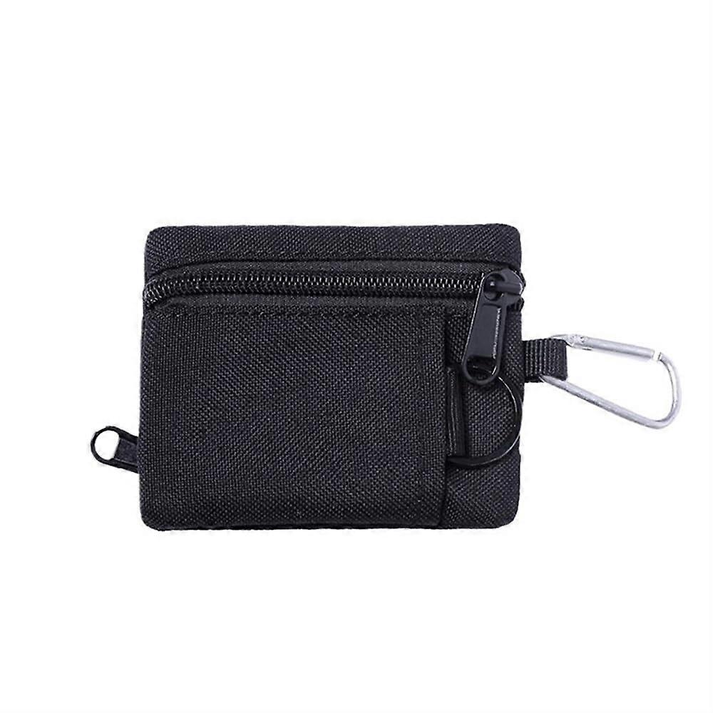 2 Pack Mini Wallet for Men, EDC Molle Bag, Portable Key Card Case, Coin Purse, Hunting Bag, Zipper, Multifunctional Bag, black, Unit size
