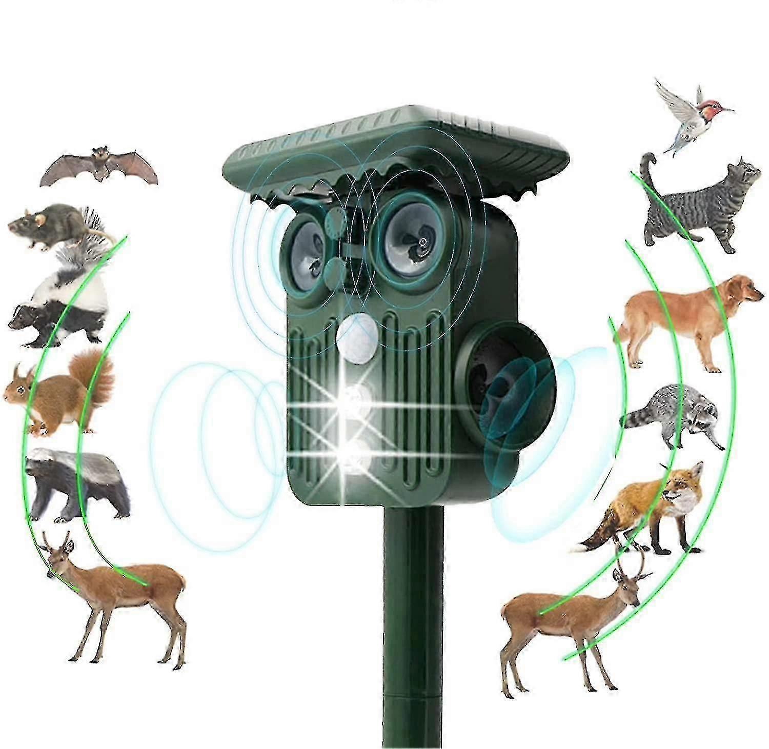 Répulsif solaire à ultrasons pour cerfs - 5 modes réglables - Débarrassez-vous des cerfs en 48 heures-QH