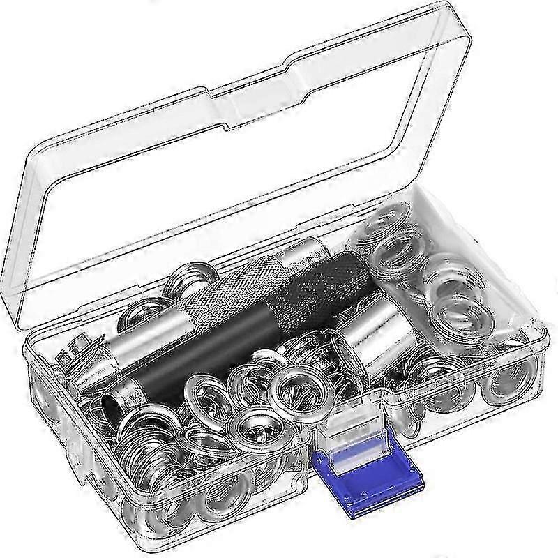 Grommet Tool Kit 10mm Metal Eyelet Sets 100 Set Grommet Kit Eyelets Kit For Canvas Tarpaulin Tent Repair Silver
