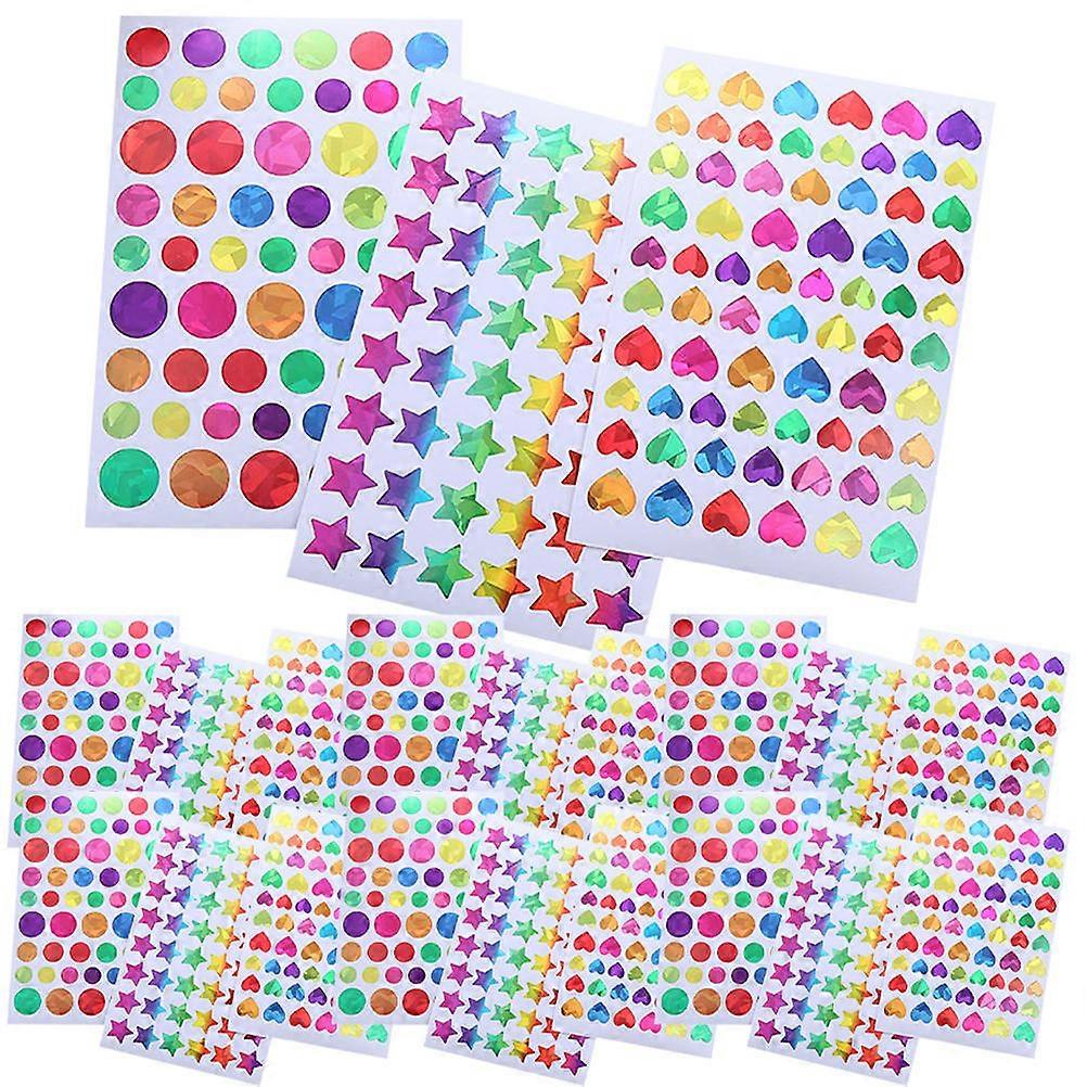 Sticky Reward Stickers Adhesive Decal Assorted Color Round Dot Heart Star 30 Sheets