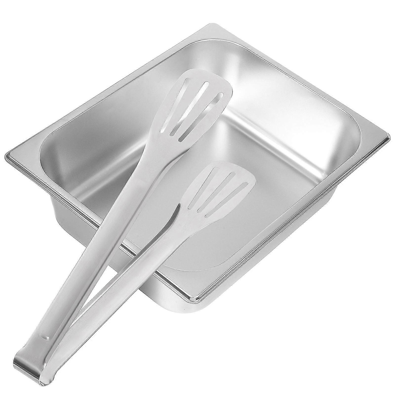 Stainless Steel Food Pan for Kitchenware Restaurant Use 13.0×10.5×3.9in Round Edge 1Set