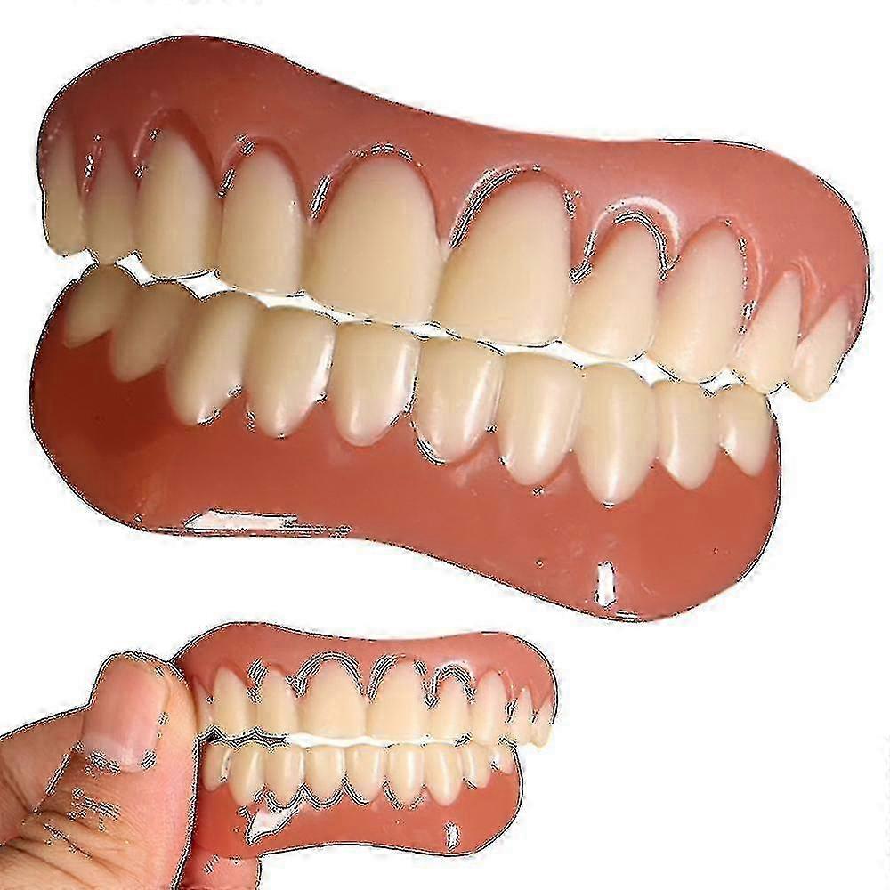 False Teeth Snap On Dentures Smile Veneers Upper Lower Set_happyshop