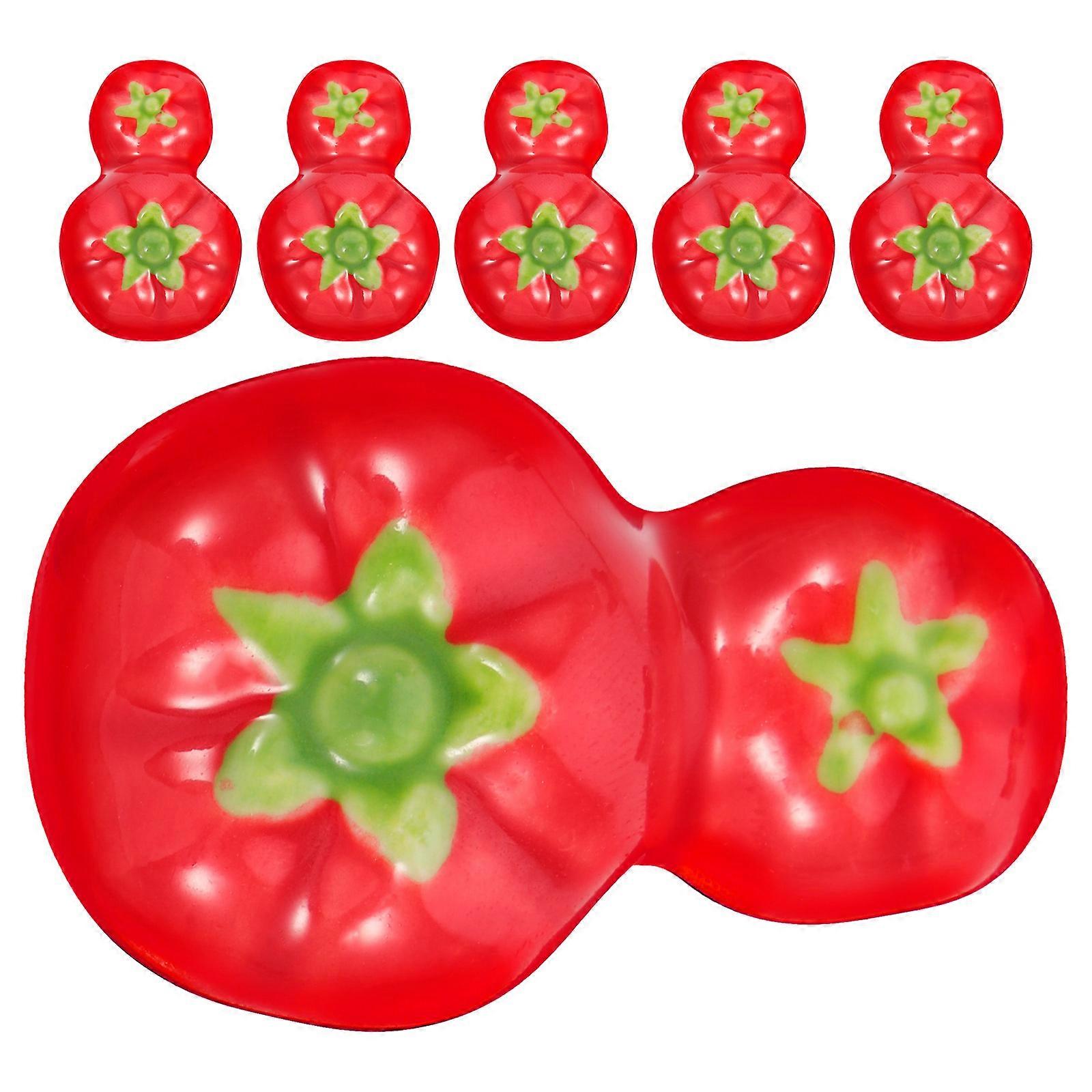 Ceramic Chopstick Holder Tomato Shape Tableware Rest Home Kitchen 6Pcs