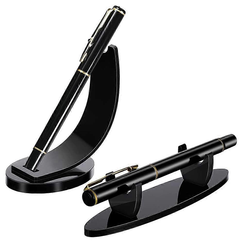 Pack of 2 Acrylic Pen Holders, Fountain Pen Display Stand for Ballpoint Pens (Black)