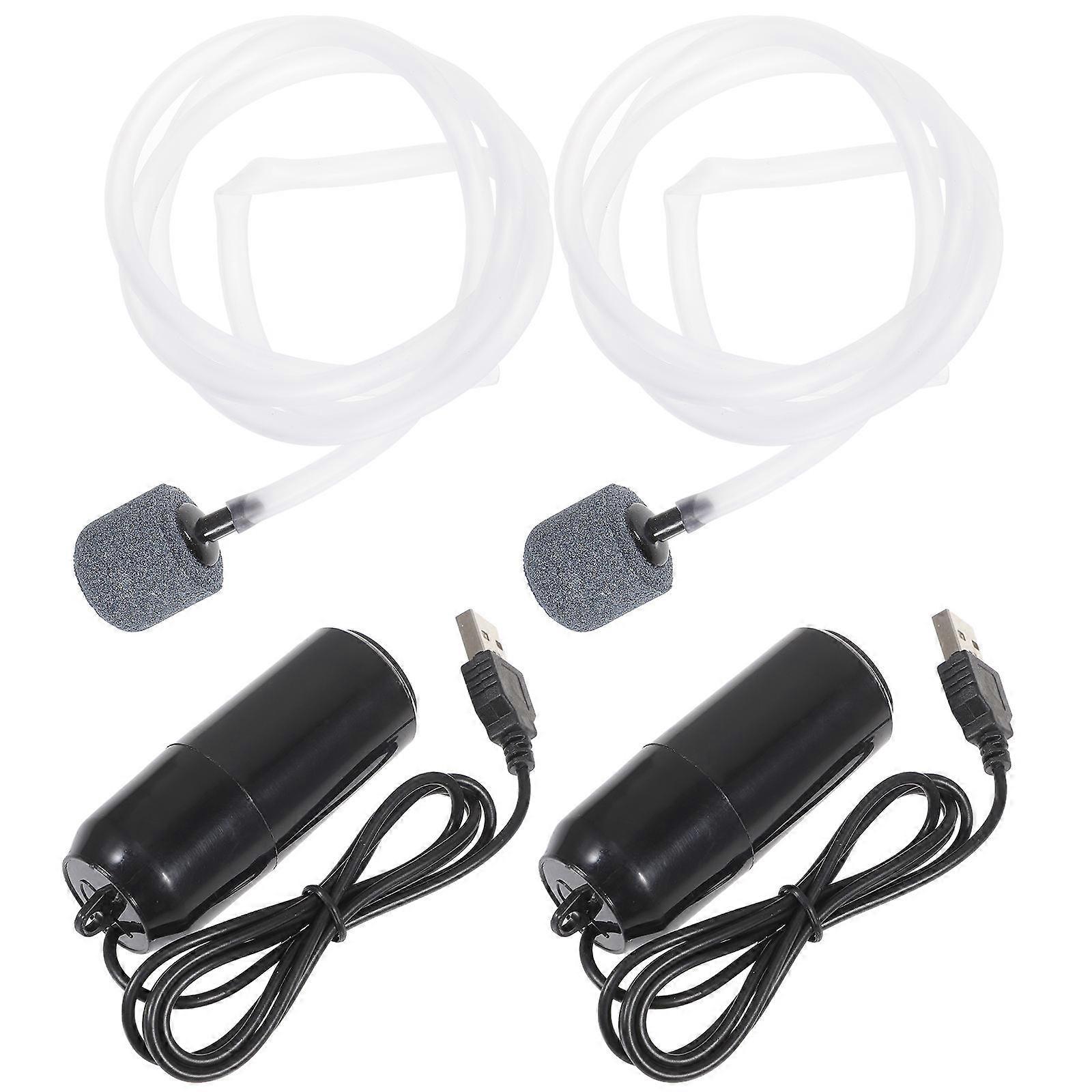 2 Sets USB Aquarium Air Pumps for Fish Tank Oxygen Aeration – Low Power Aerator for Small Tanks