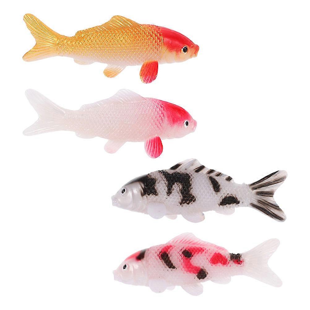 Goldfish Model Artificial Small Fish PVC Miniature Koi Fish Realistic Design Desk Aquarium Tiny Fish Ornaments 4Pcs