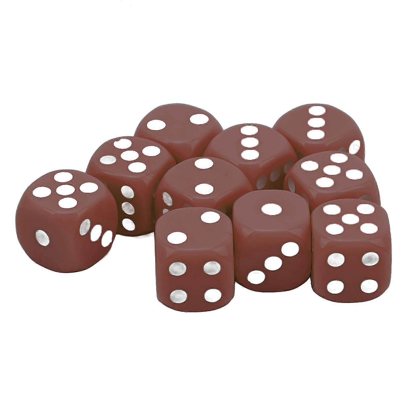 30PCS Dice Set 16MM Plastic 6 Sided Round Corners Dice Cubes for Table Games Board Games Brown 