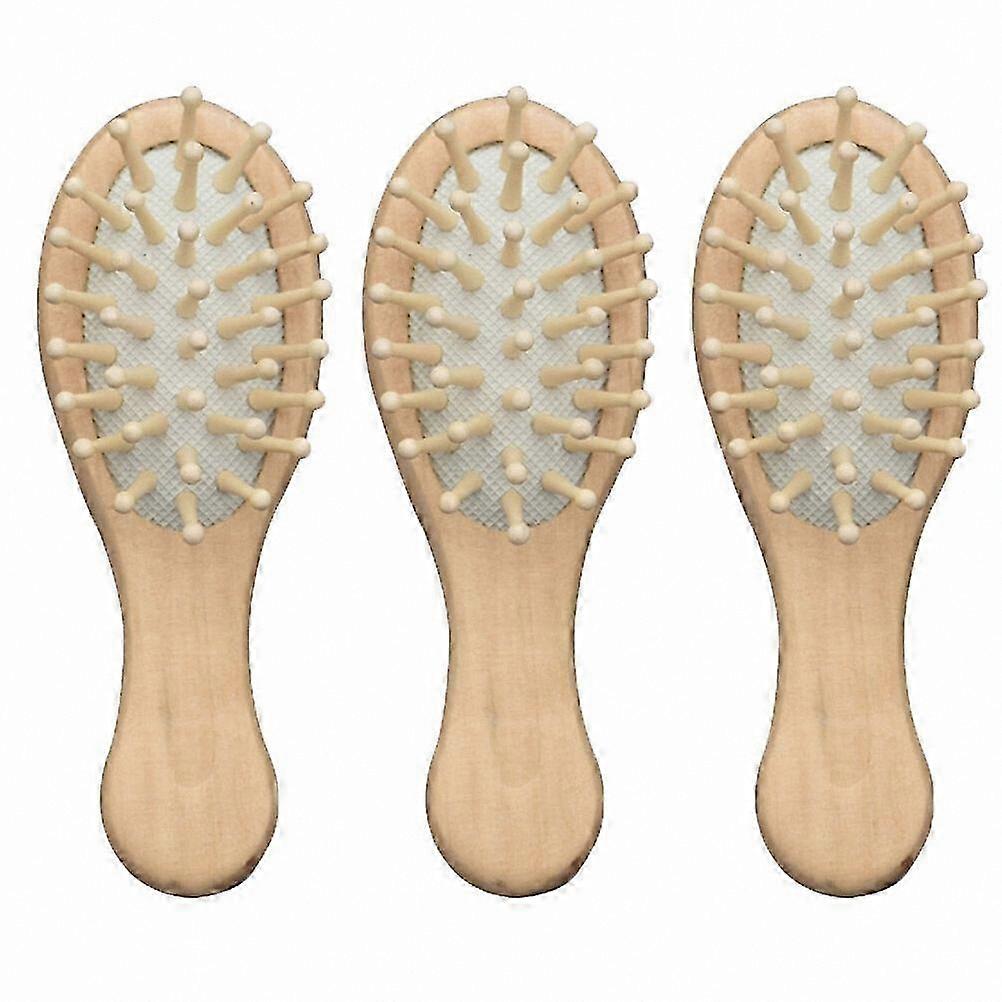 3-Piece Portable Comb Set Mini Wooden Combs with Airbag Cushion for Comfortable Styling