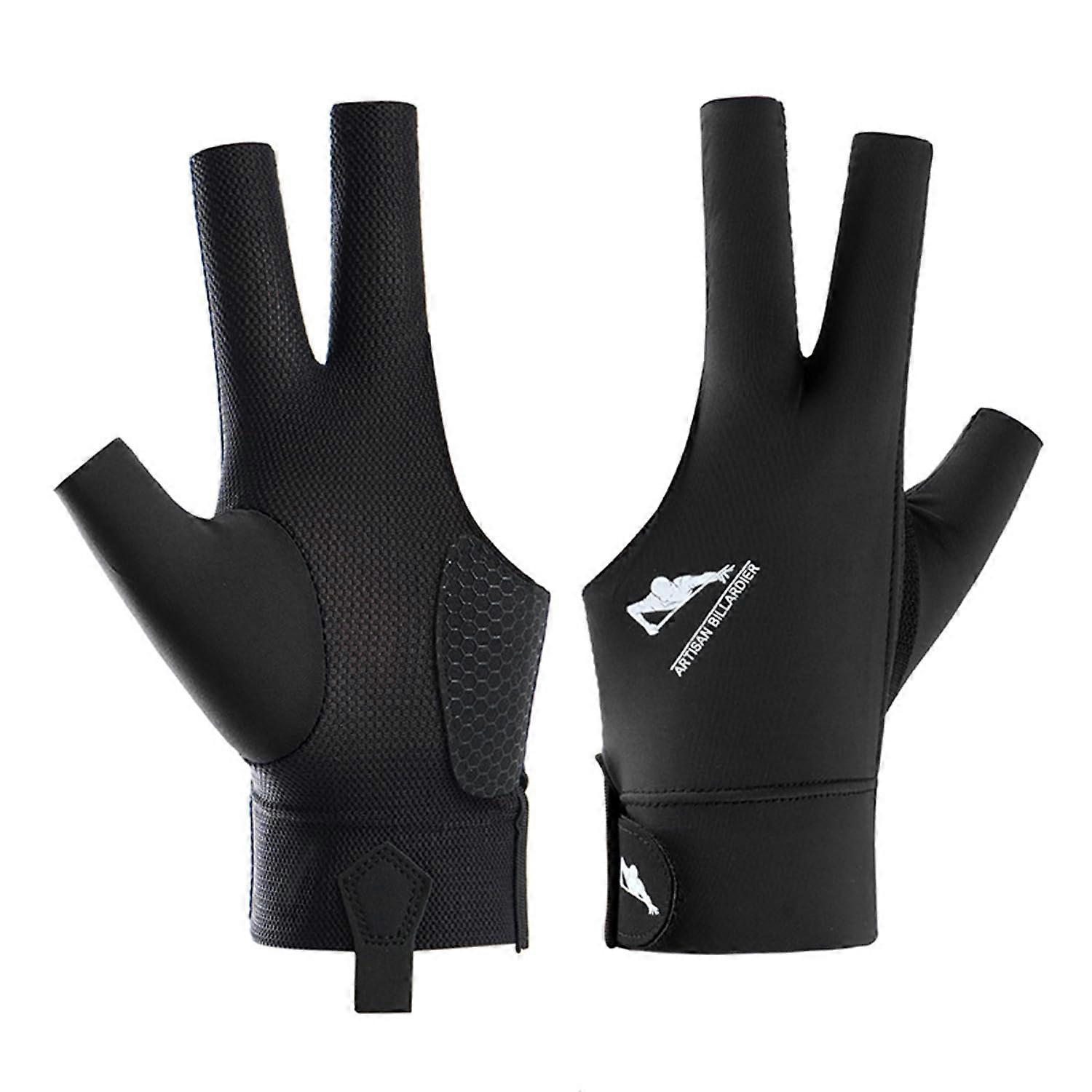 Snooker Gloves Left-Handed, Non-Slip Pool Cue Glove, Adjustable Billiard Glove, Black