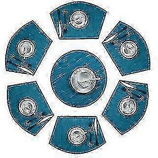 Round Table Placemats Set Of 7 Wedge Placemat With Centerpiece Round Mat Heat Resistant Table Mats Washable