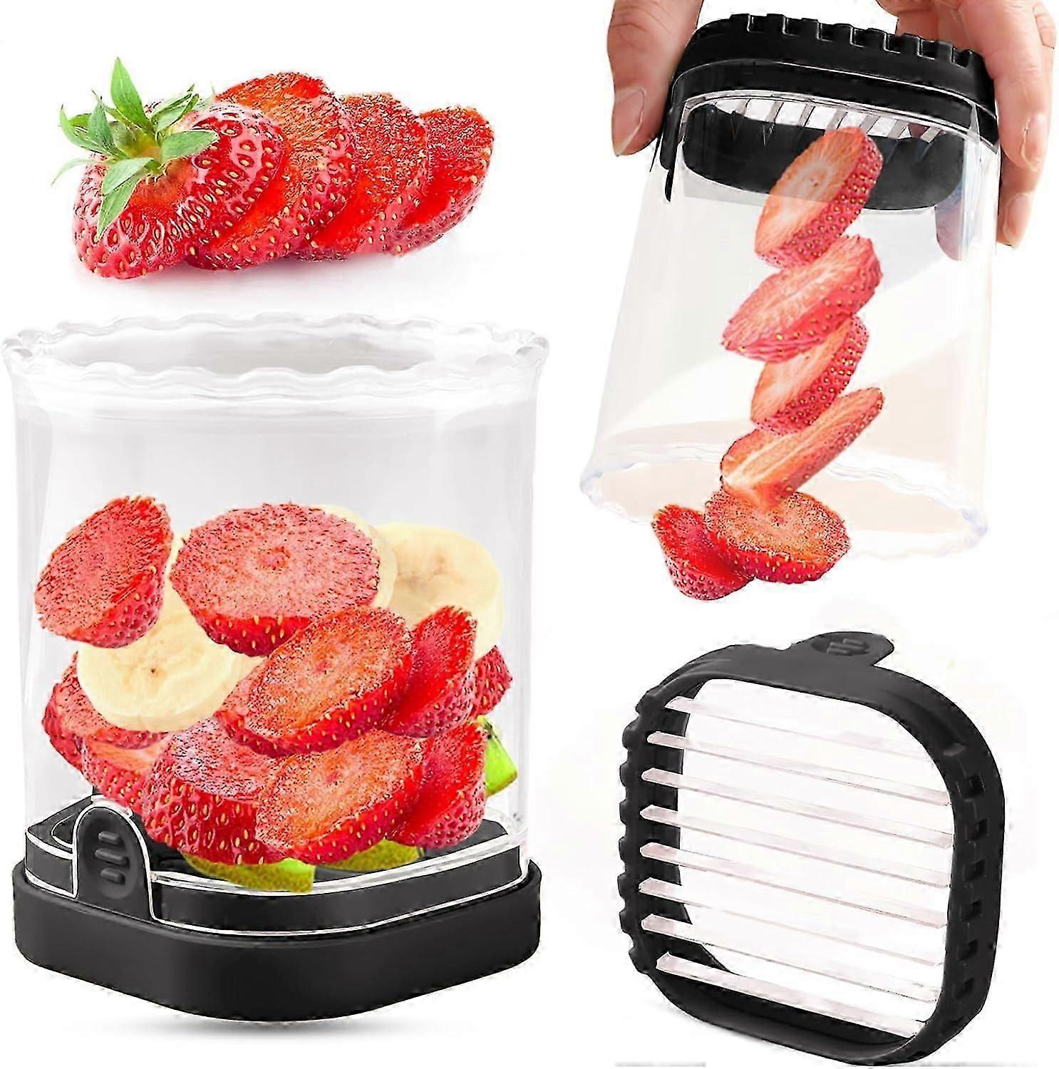 Fruit Slicer Cup 2024 New Fruit and Vegetable Speed Slicer with Push Plate,Detachable Fruit Cutter Slicer Creative Strawberry Slicer Kitchen Gadget