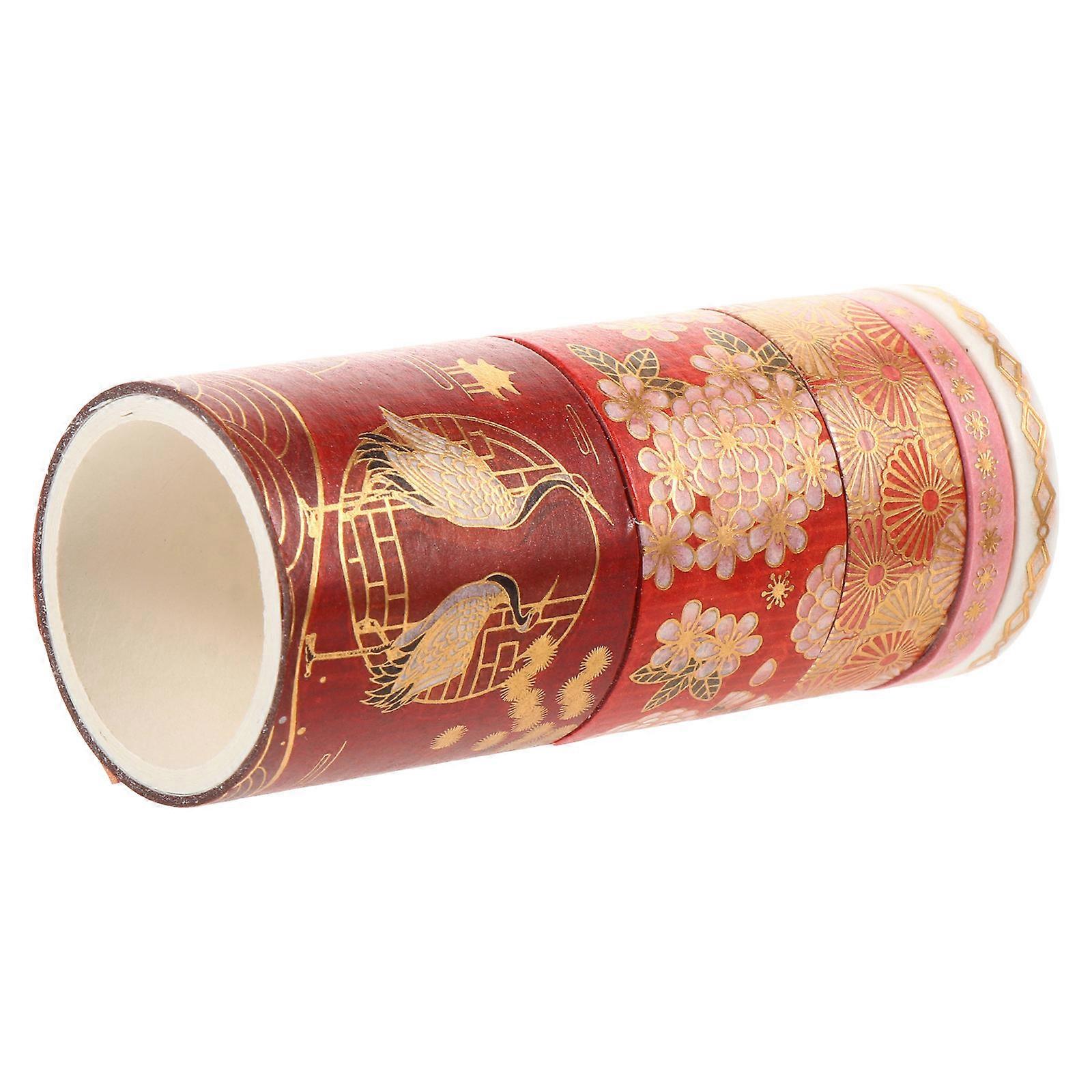 Scrapbooking Tape Chinese Washi Tape Dark Red for Arts and Crafts 200cm x 4cm DIY Projects 5 Rolls