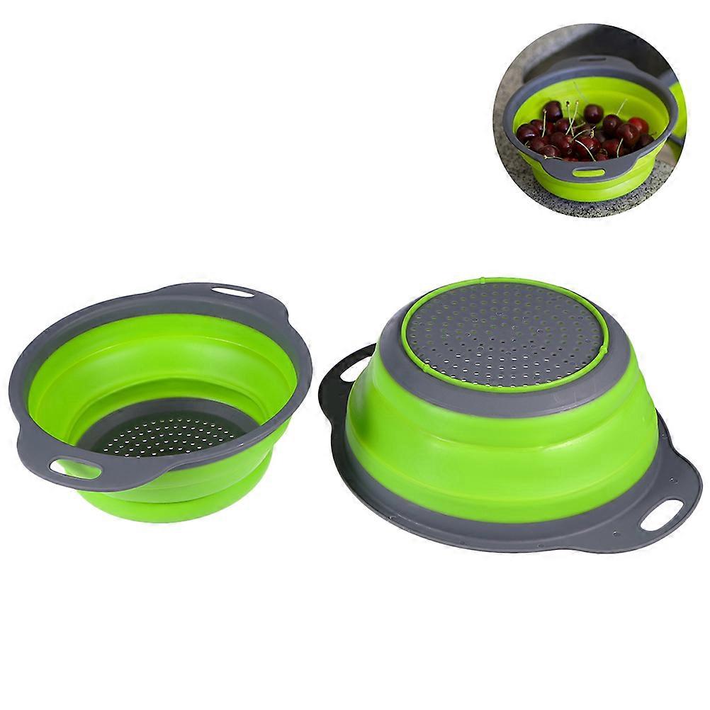 Silicone Colander With Wear Resistant Bottom Evenly Distributed Holes For Fast Filtration 2Pcs Green