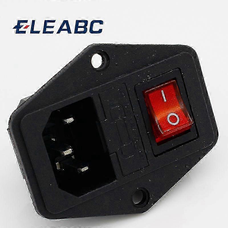 High quality Black Red 10A AC 250V 3 Terminal Power Socket with Fuse Holder NEW SZRH A-C