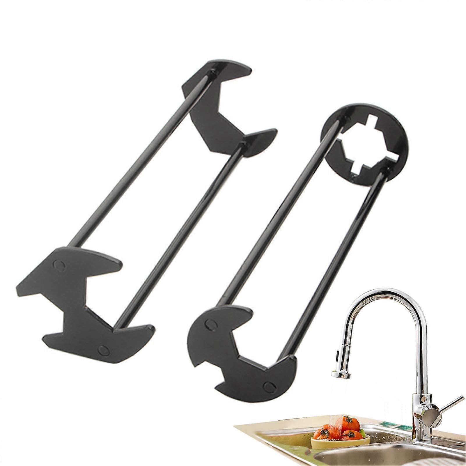 Under Sink Key, Faucet Tool Plumbing Key, Basin Wrench Bathroom Keys, Sink Tools, Faucet Nut Removal, Hex Sink Wrench C Set: AB