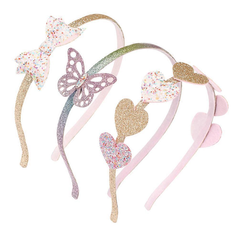 Here's a polished and professional product description based on your input:
**3pcs Sequin Heart Bow Hair Hoops Lightweight Glitter Headbands for