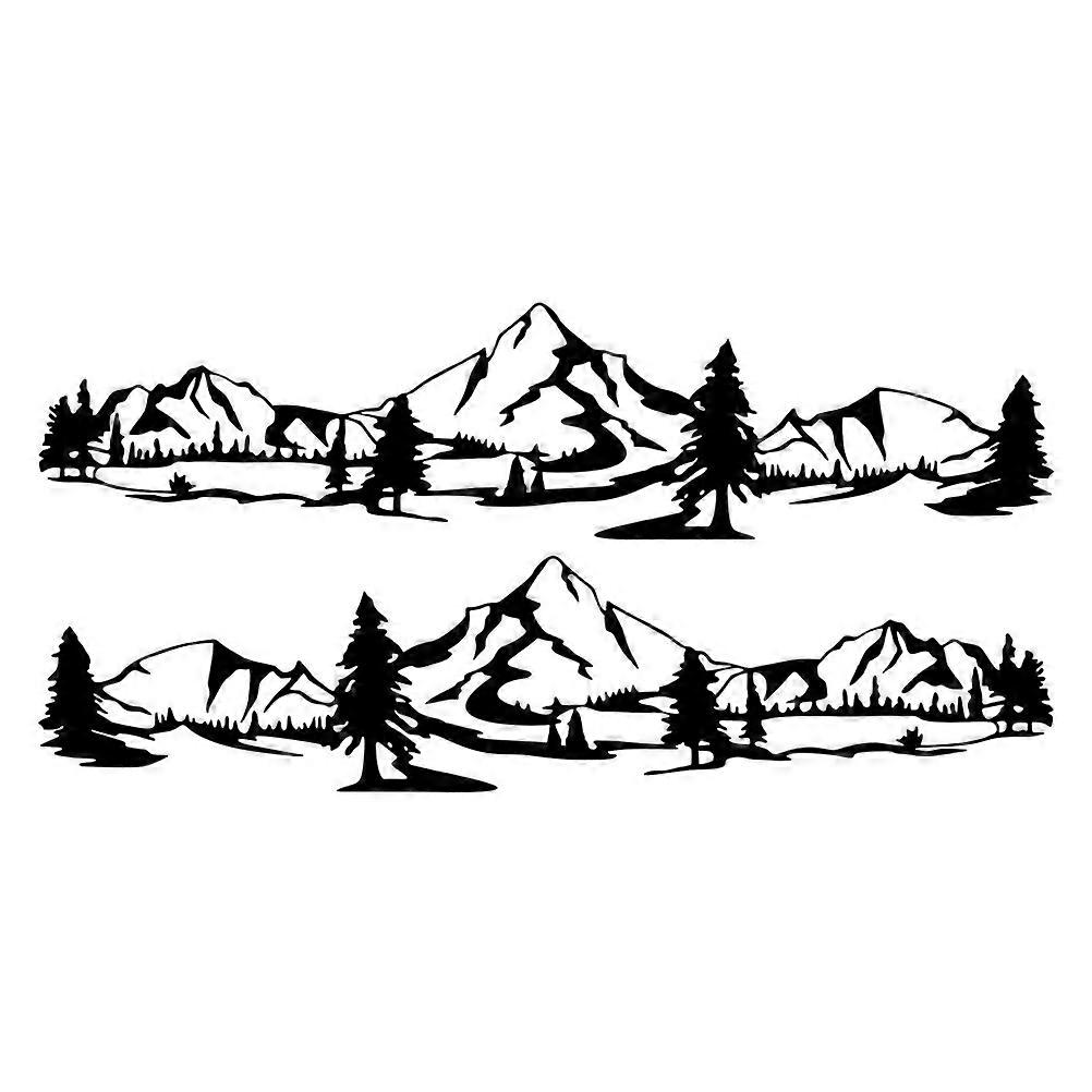 Car Decal Mountain Theme Waterproof Durable PVC 150X35cm Black 2Pack