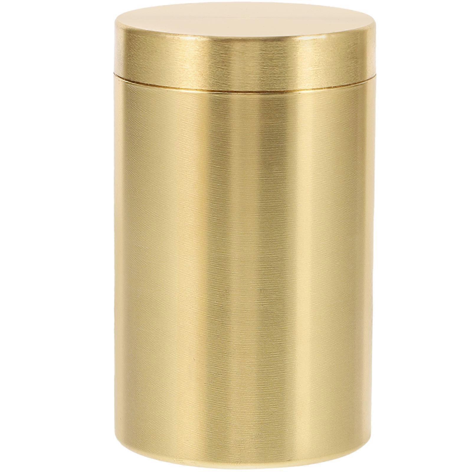 Thick Brass Airtight Tea & Coffee Storage Canister with Lid – Sealable Food Container for Grains, Nuts, and Cereals – Kitchen Organization Jar