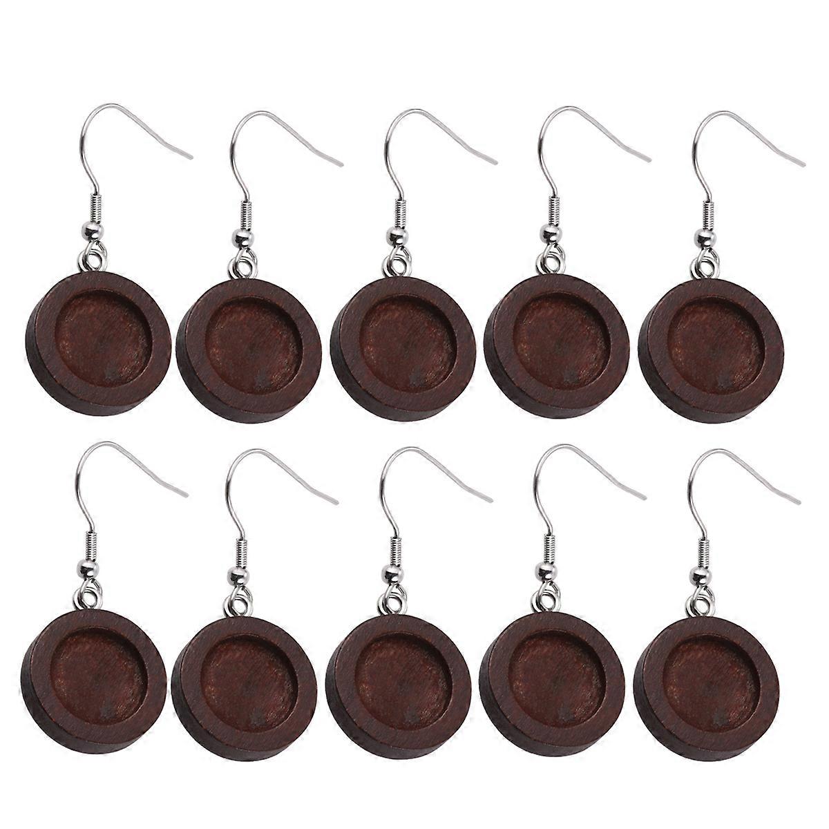 30pcs Wooden Earring Blanks with Stainless Steel Hooks – Deep Coffee Color for DIY Jewelry Crafting and Unique Personal Designs