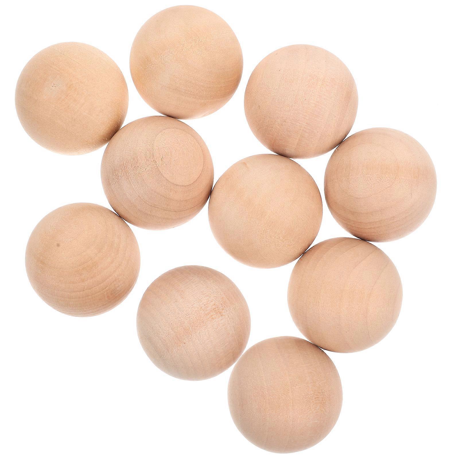 10pcs Handcrafted Solid Wooden Round Balls for DIY Projects Painted Balls