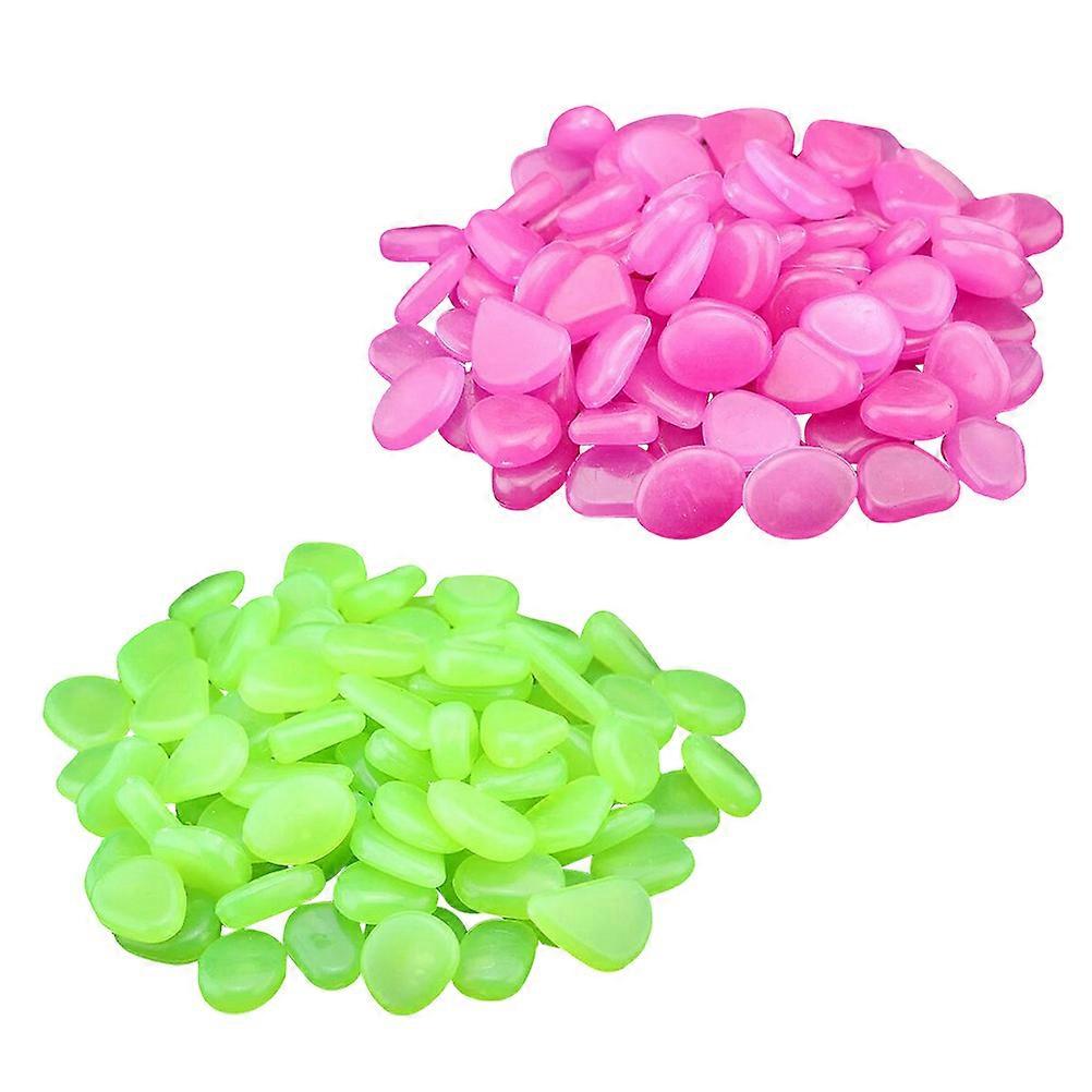 Glow in the Dark Luminous Pebbles Set of 100 for Aquarium Decoration Green Resin 100pcs