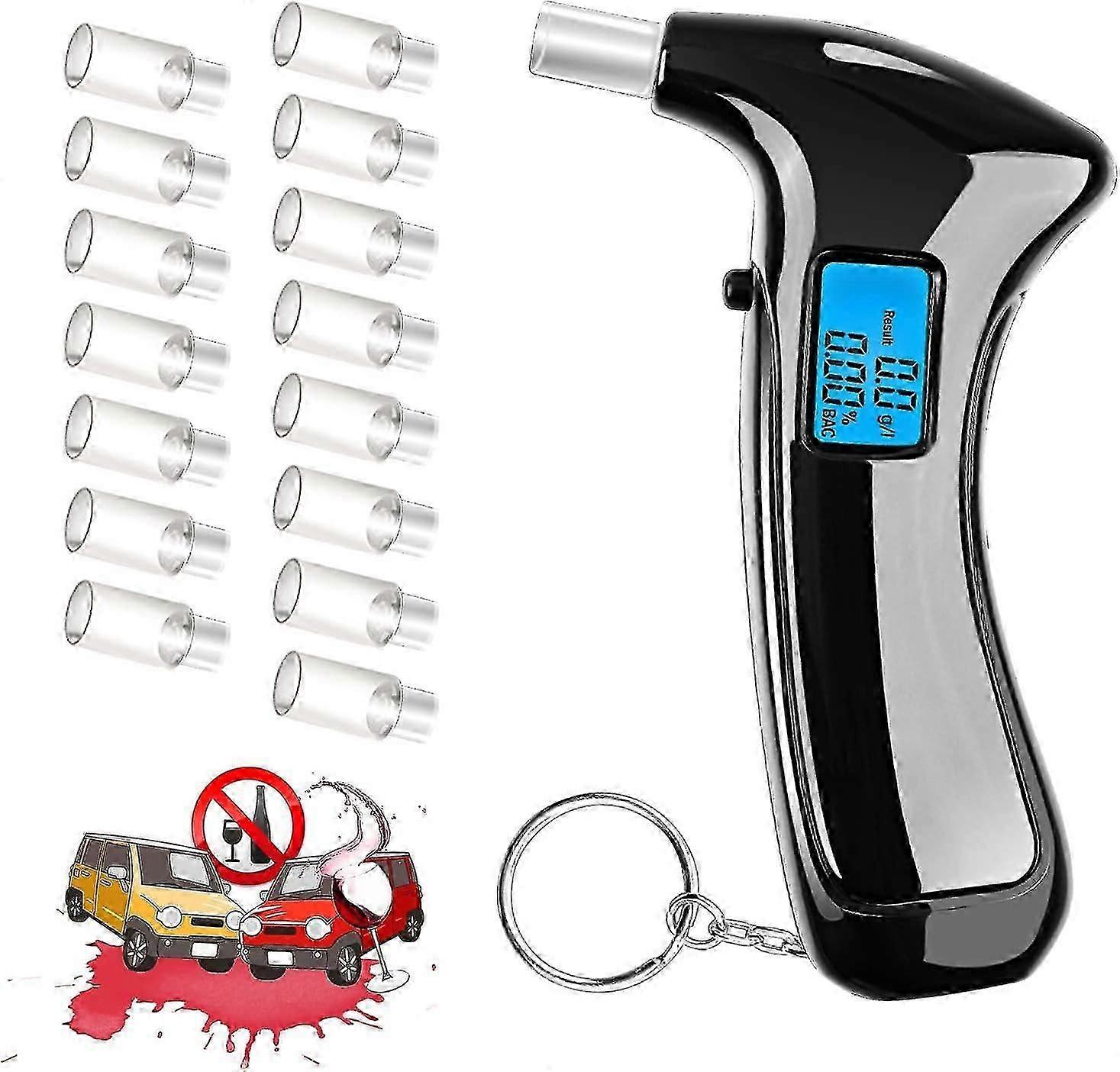 Breath Tester Semiconductor Auto Power Off High Accurate Measurement Alcohol Detector Digital Blue Led Screen Blood Content Tester For Personal And Pr