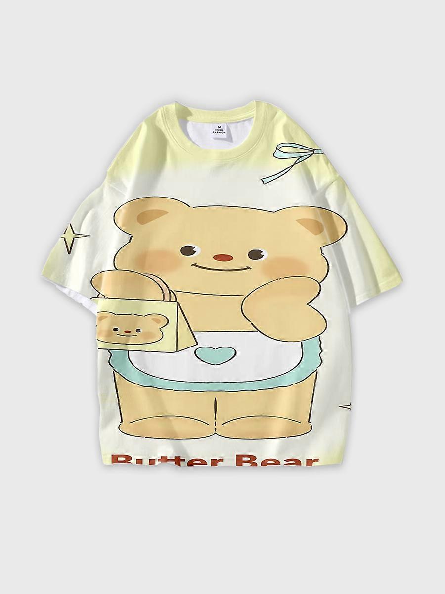 T-shirt round neck Pattern loose short sleeve O190