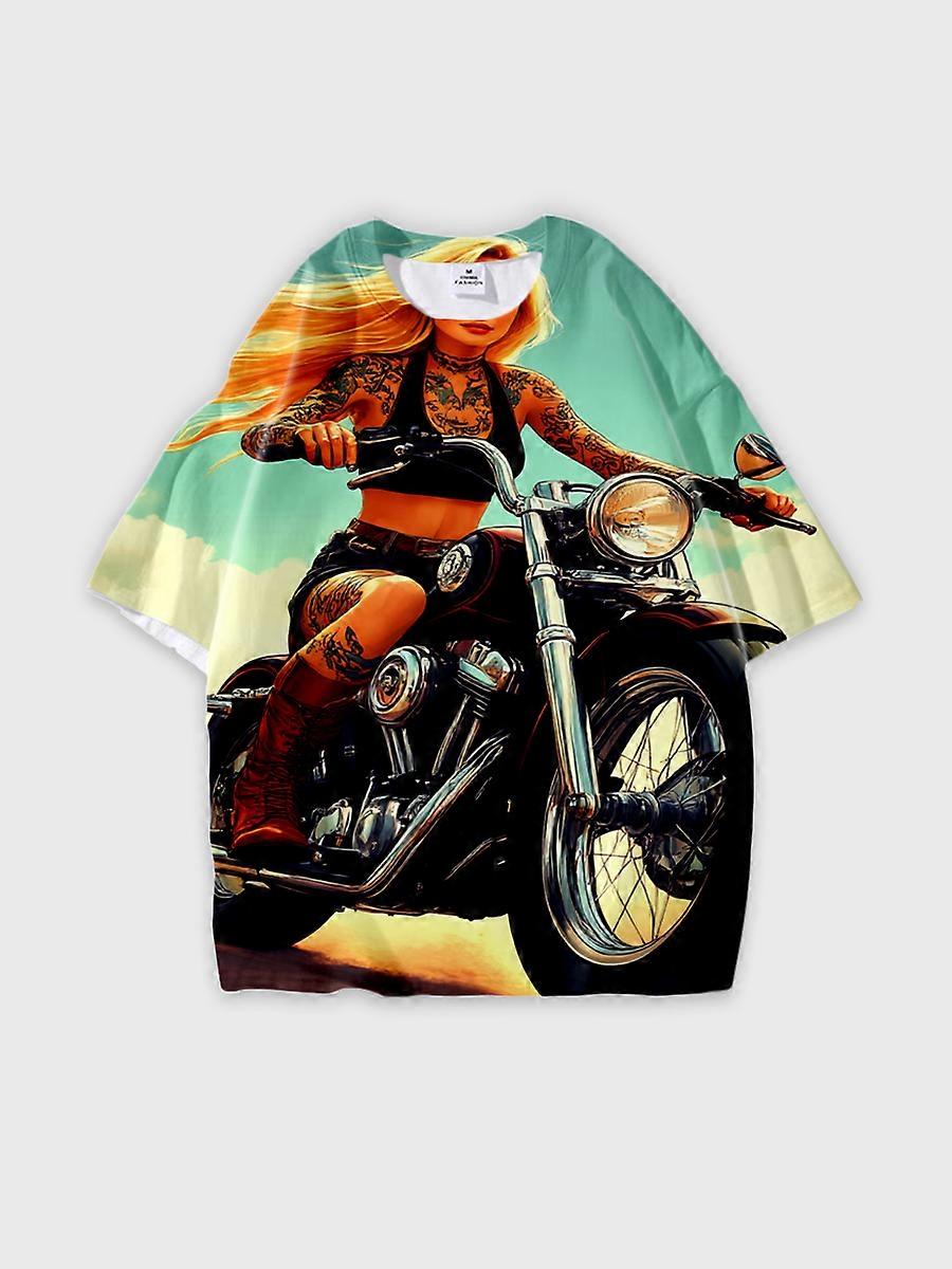 T-shirt col rond Motif ample manches courtes E588