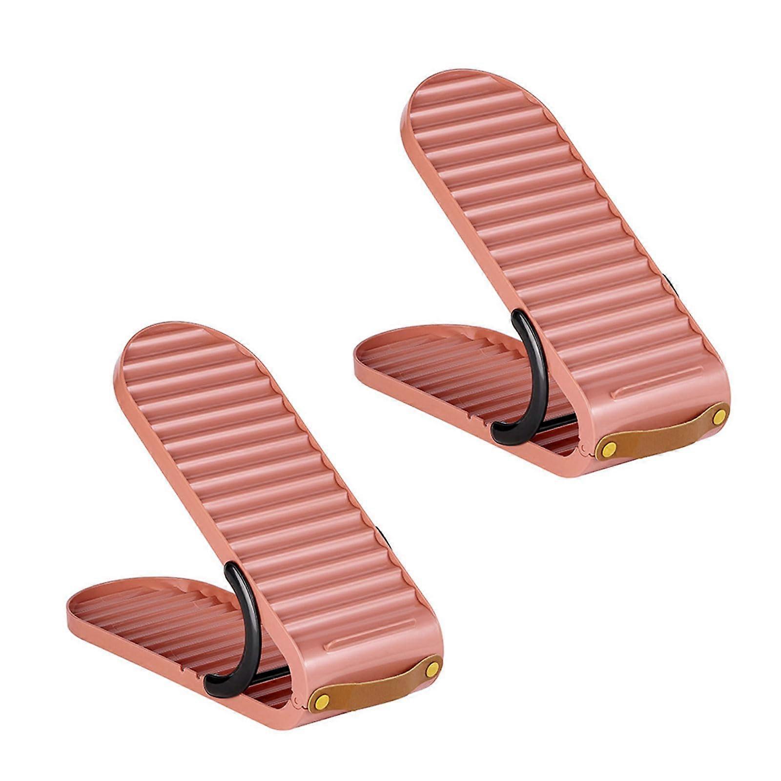 2 Piece Adjustable Shoe Rack Set Shoe Storage Organizer with 3 Height Levels Home Accessories for Efficient Storage Red