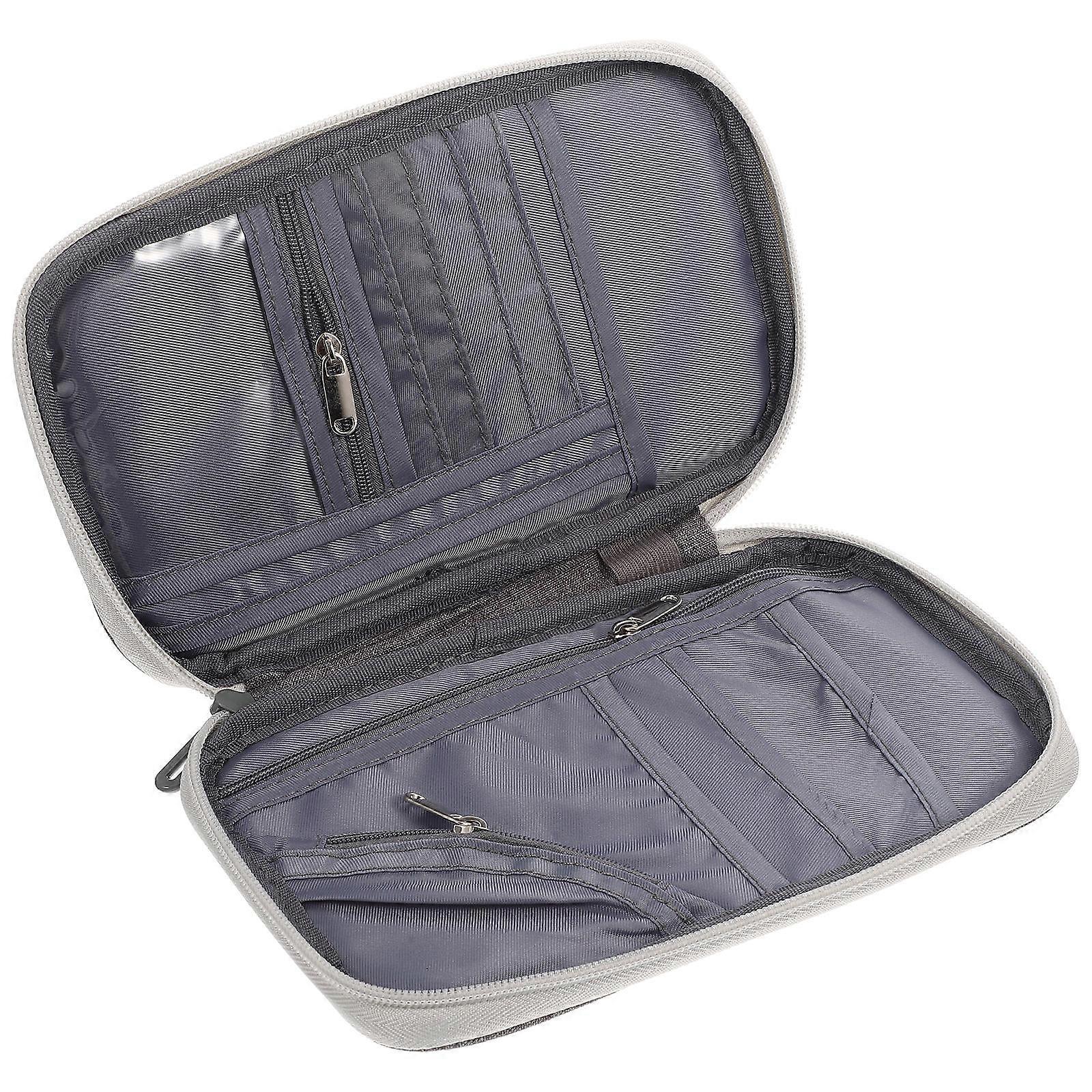 Travel Document Holder Passport Bag for Men Multi Use Case with Slots Portable Grey Small Secure Travel Essentials