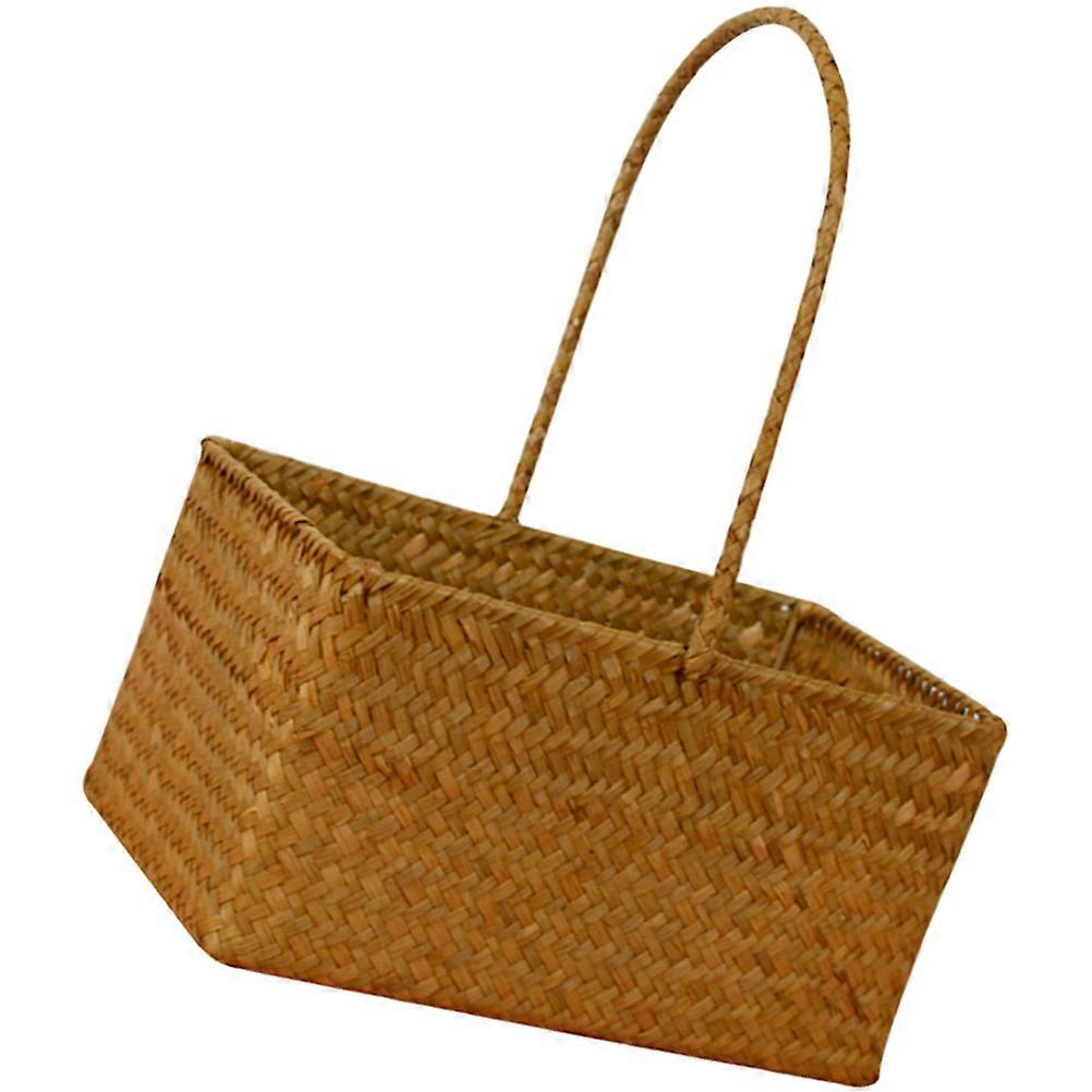 Handheld Flower Basket Woven Wicker Storage Orange 32.5x25cm Rectangular Elegant For Weddings 1Set