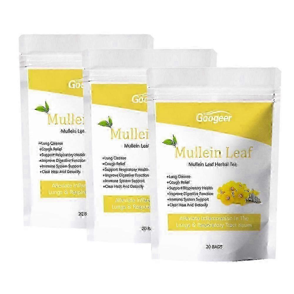 Mullein Leaf Tea Bags Herbal Lung Cleansing Breathing Cough Relieve Tea, 20 Bags/Pack