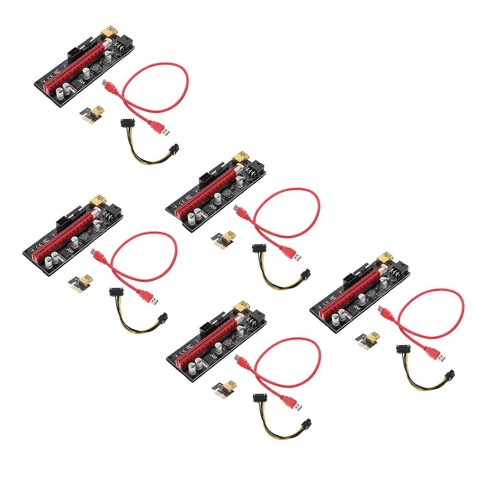 5 Sets PCI E to Adapter Riser Card with Interface for Stable Graphics Power Supply, PCIe Extender for Mining and High Performance Computing
