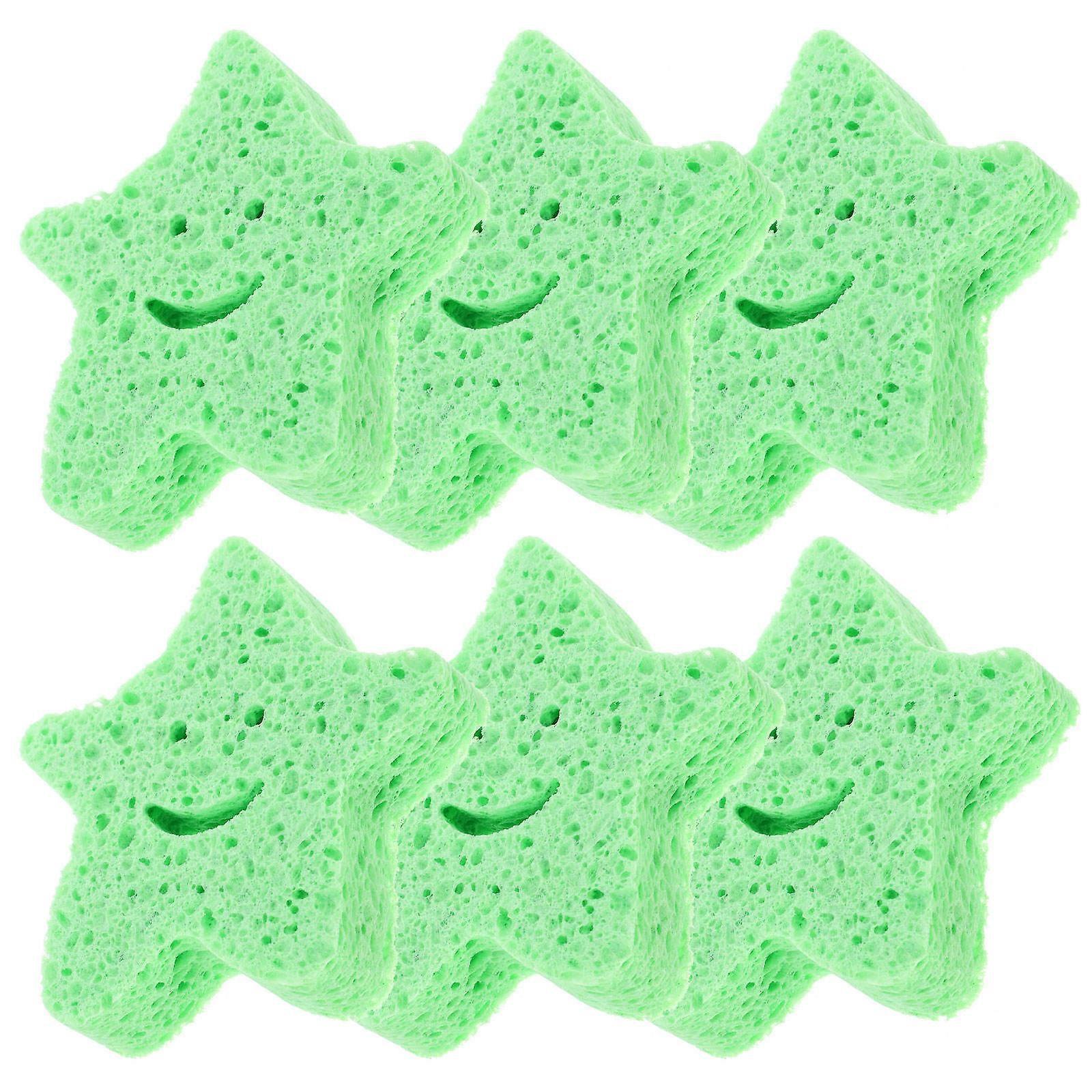 Soft Bath Sponge for Kids in Green Color with Strong Cleaning Friction and Perfect Workmanship 6 Pieces