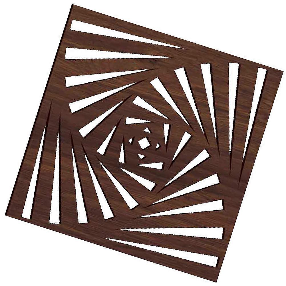 Charming Rustic Wall Decor Wooden Art For Gardens Coffee Color Square Hollowed Out Design 1 Set