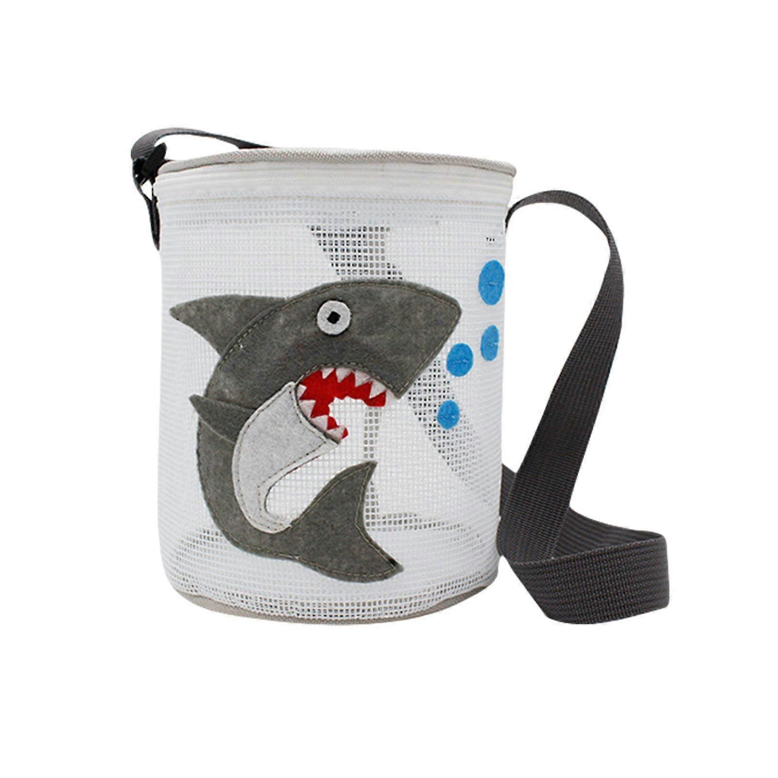 Beach Toy Bag, Mesh Beach Bag, Cute Mesh Beach Bag, Beach Bag with Adjustable Shoulder for Shells Collecting, Sand Toy Backpack Bag for Children, gray