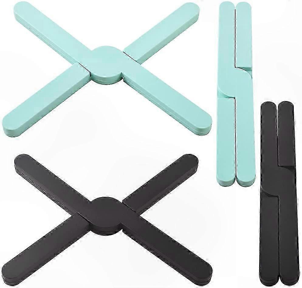 4-Pack Foldable Cross-Shaped Silicone Trivets for Hot Dishes