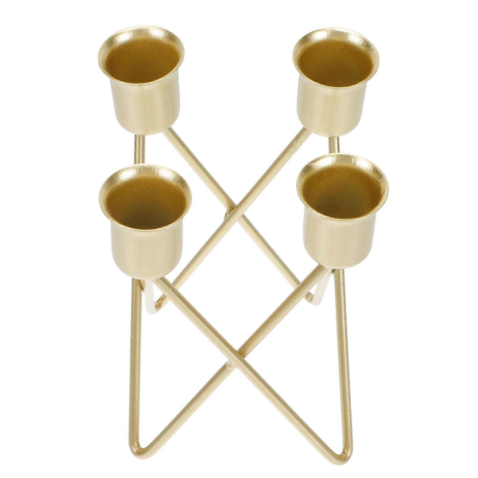 Practical Tabletop Candleholder Crafted From Iron For Bar And Hotel Use Featuring An Elegant Golden Finish 1Pack