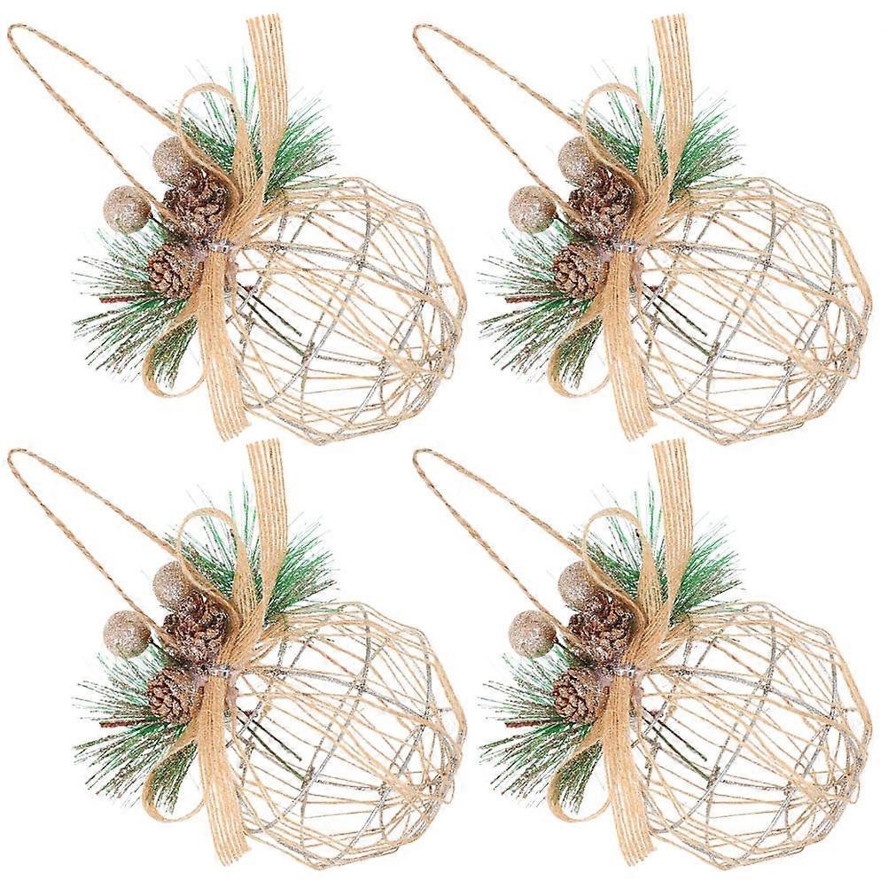 أنيقة 4 قطع عيد الميلاد الكرة الحلي للديكور المنزلي احتفال عيد الميلاد جولة شكل الحديد المواد الزخرفية معلقة كرات