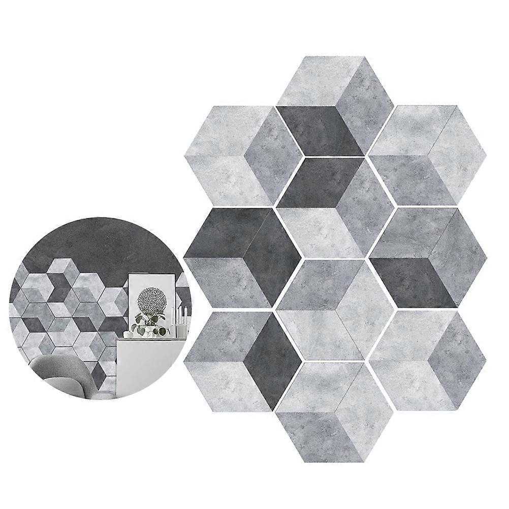 Tile Stickers Self Adhesive Floor Sticker Hexagonal Anti-Slip For Living Room 10Pack