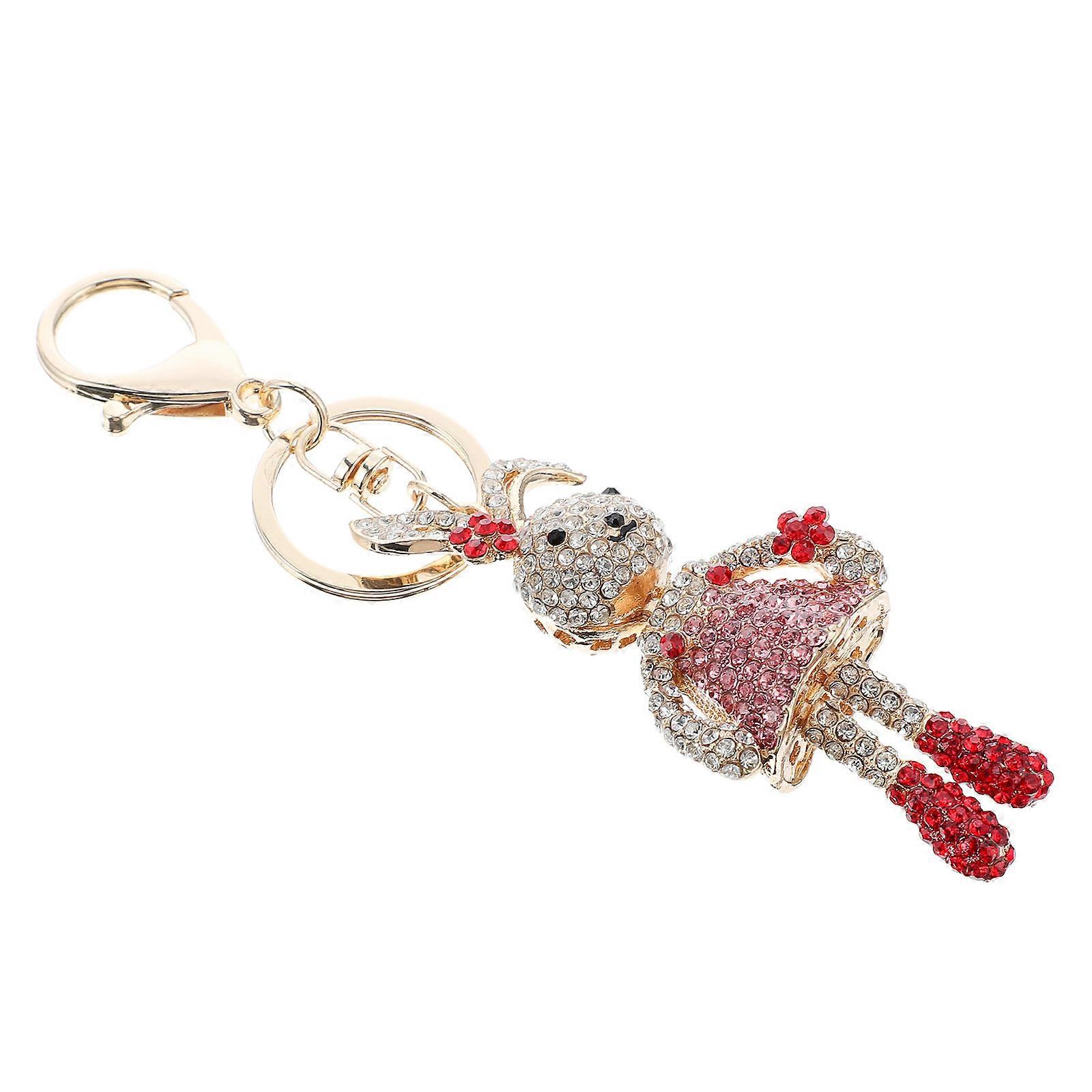 1pc Rabbit Shape Hanging Keyring Rhinestone Key Chain Portable Pendant Accessory