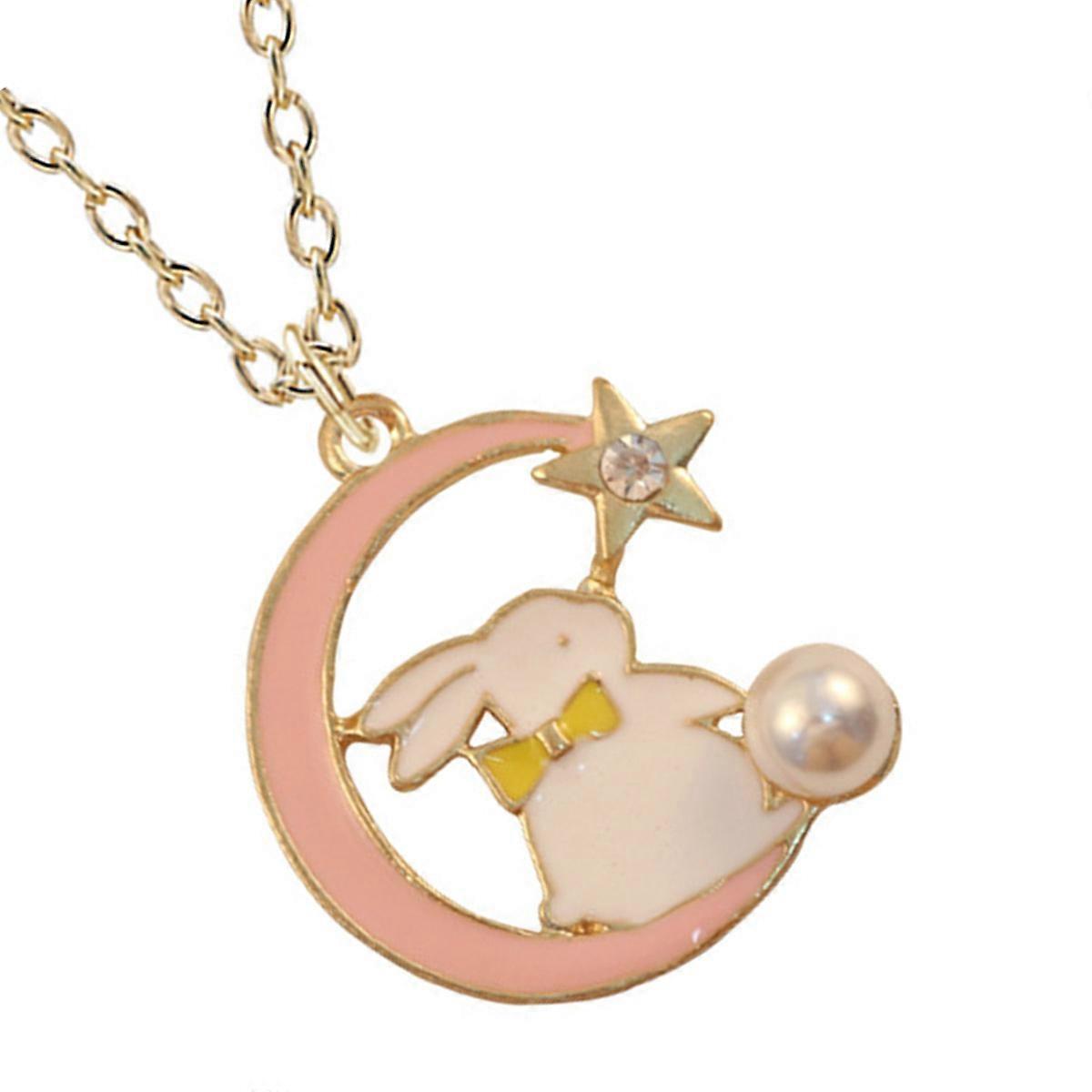 Rabbit the Moon Necklace, Delicate Bunny Pendant for Daily Wear, Smooth Edges for Safety