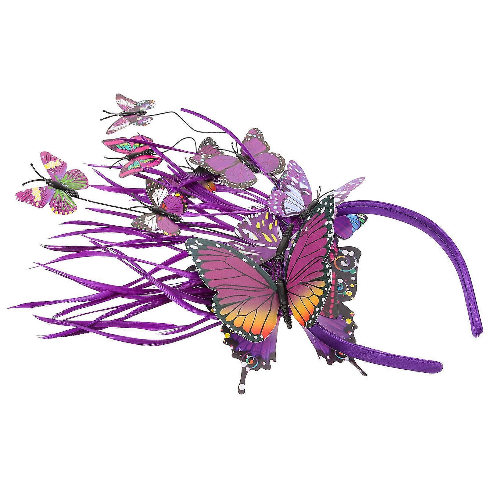 عقال فراشة ساحر للنساء ملحق شعر خفيف الوزن من البلاستيك الأرجواني بعرض 2.5 بوصة