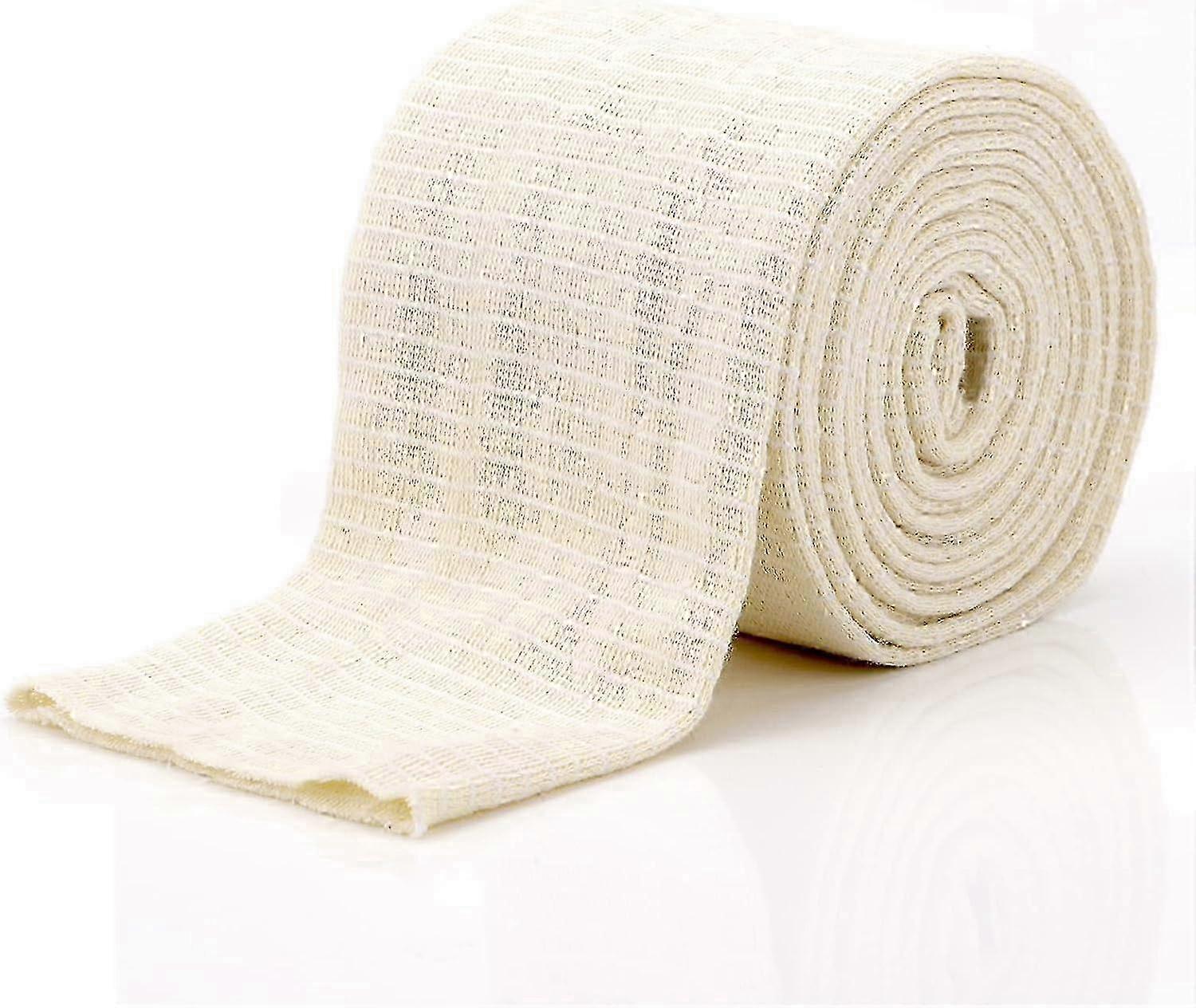 A Washable & Reusable Elastic Tubular Cotton Spandex Support Bandage for Knee and Thigh Support, in White
