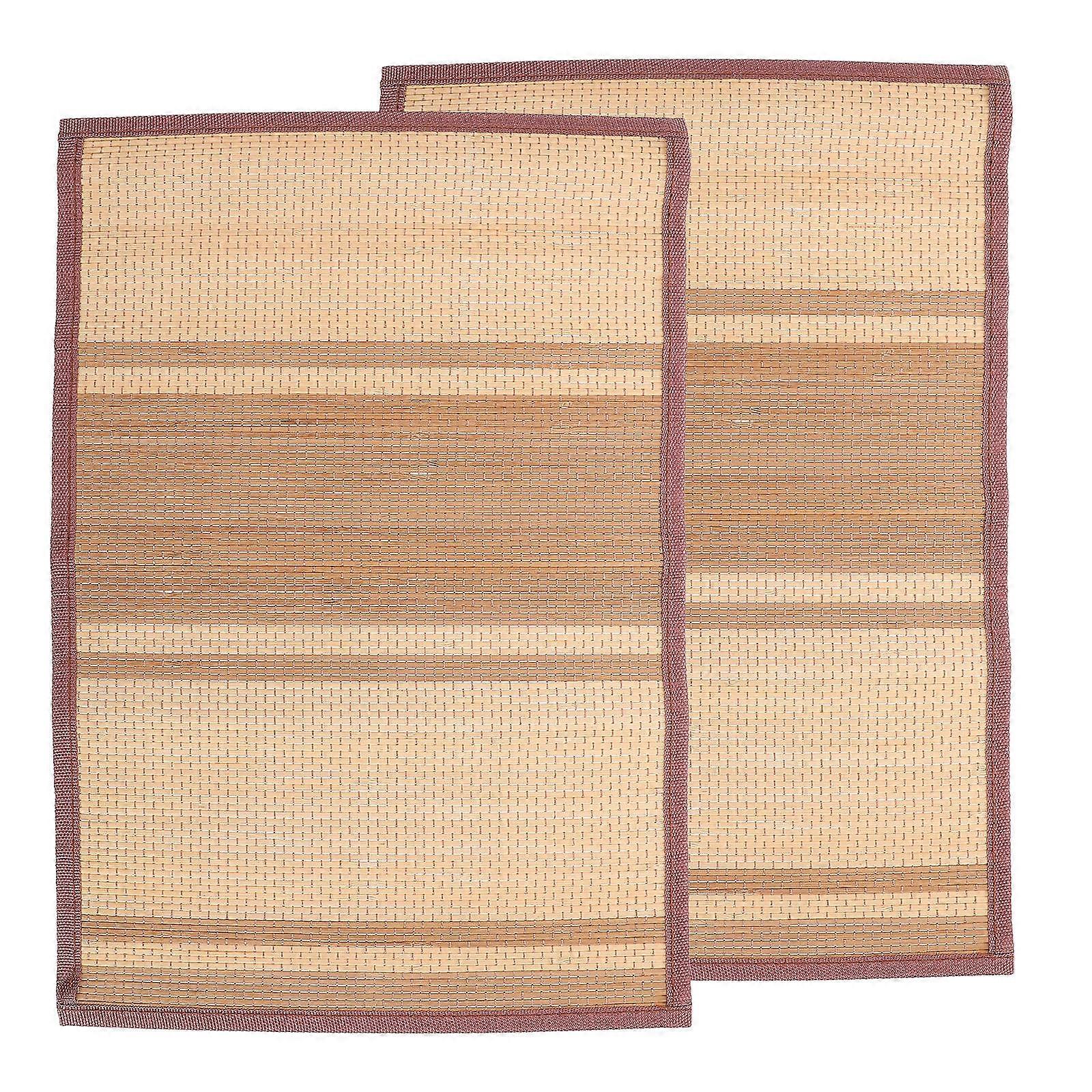 2pcs Rectangular Bamboo Placemat Anti Skid Dining Table Mat for Home