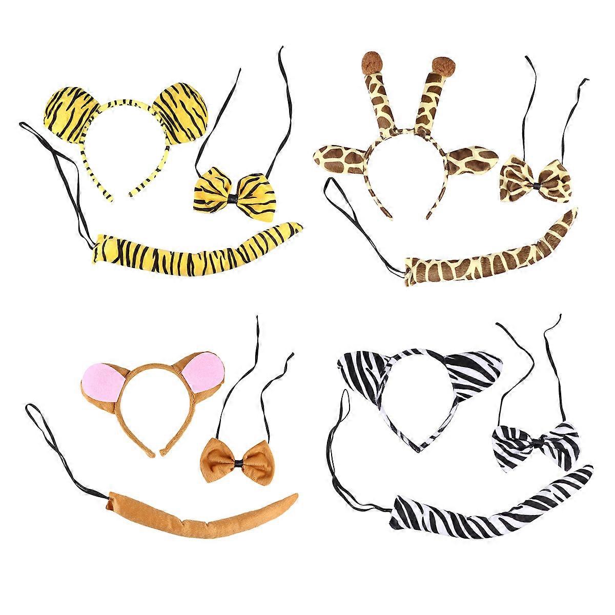Animal Themed Headband for Festive Occasions, Includes Bow Tie and Tail for All Ages