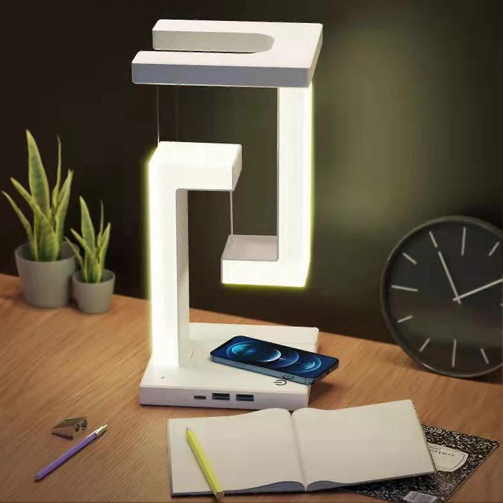 Magnetic Floating Lamp with Wireless Phone Charger, LED Night Light Desk Lamp, 3 Lighting Modes, Modern Home Decor